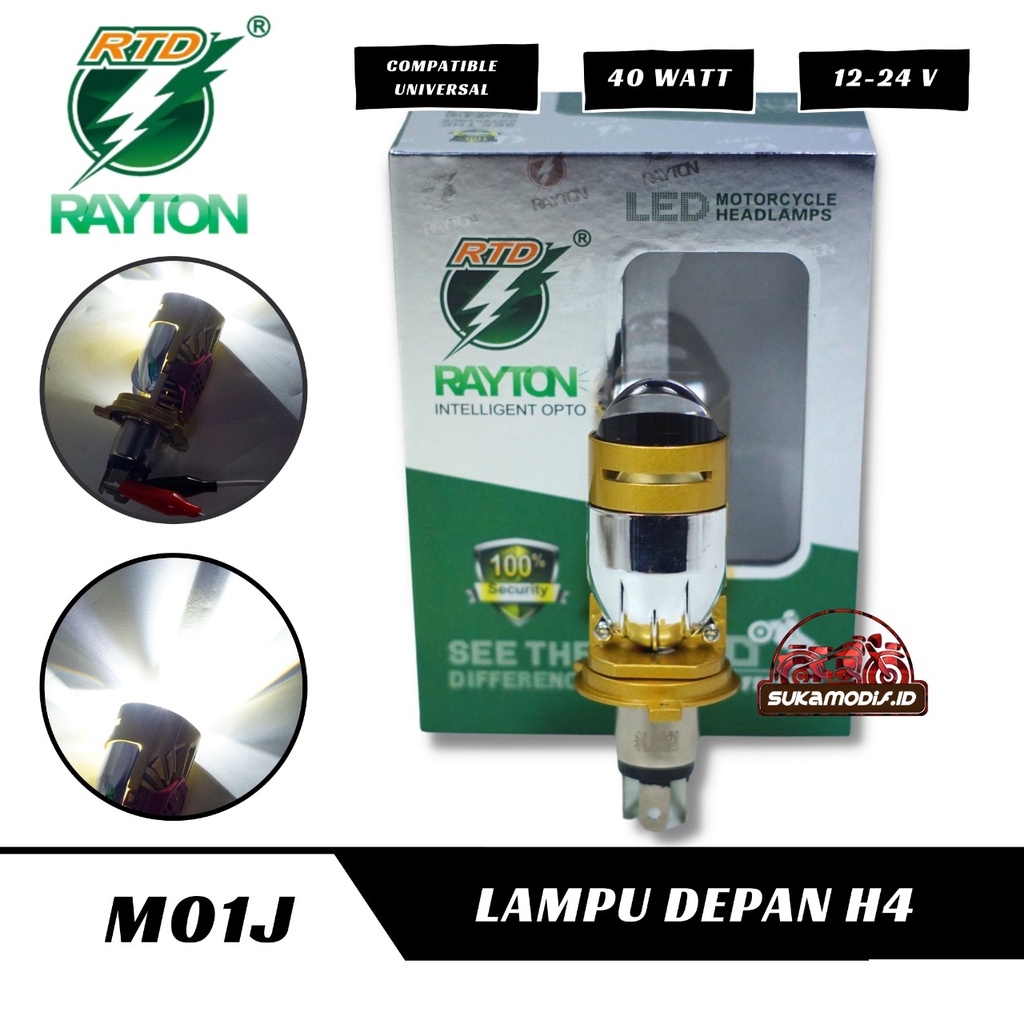 LAMPU PROYEKTOR LED RAYTON M01J H4 DENGAN KIPAS 48WATT MOTOR MOBIL