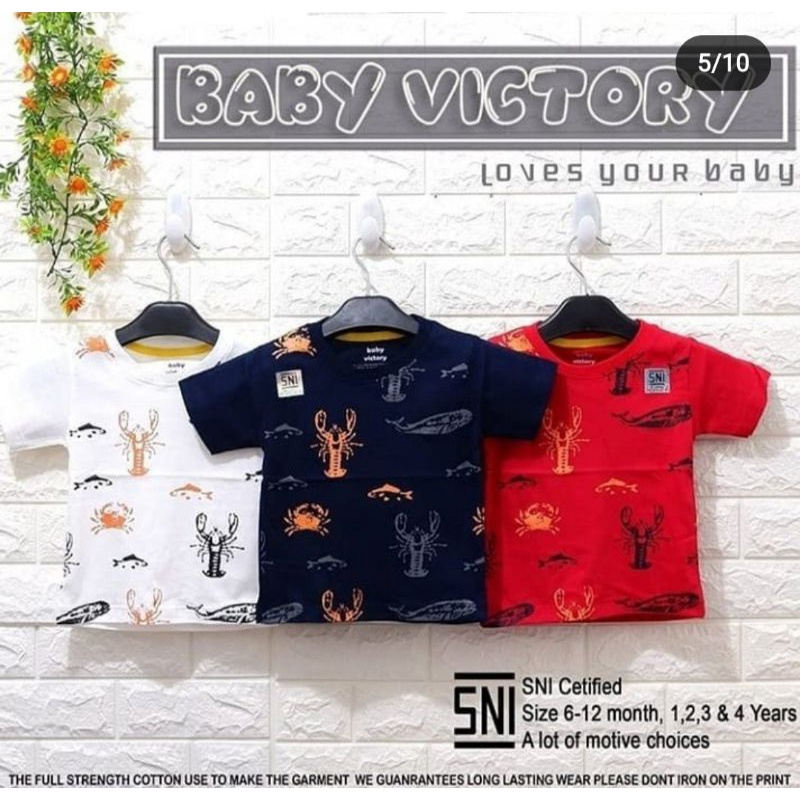 Baju Anak Bayi Perempuan dan laki laki Kaos Pendek Baby Victory 6-12Bulan Random motif