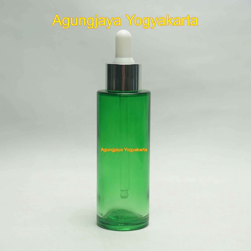 Serum 60 ml RF Hijau Original Pipet / Botol Kaca Kosmetik Cilinder 60 ml Hijau Original Pipet Karet