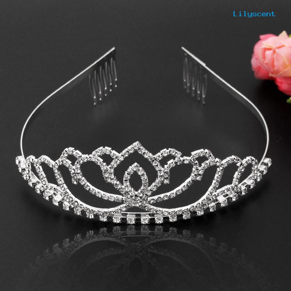 [LS]Elegant Wanita Mengkilap Berlian Imitasi Mahkota Tiara Bando Pesta Pernikahan Prom Perhiasan