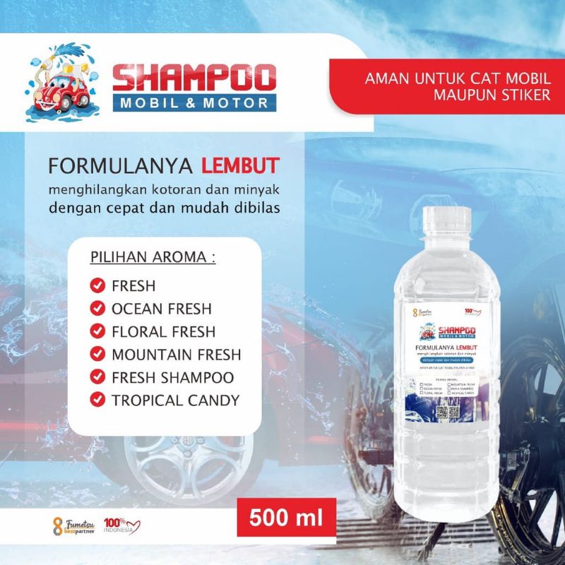 Shampo Cuci Mobil dan Motor Aneka Aroma Wangi kemasan botol PET 500 ml