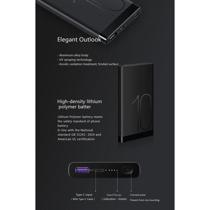 100% ORIGINAL HUAWEI AP09S Powerbank SuperCharge 10000 mAh