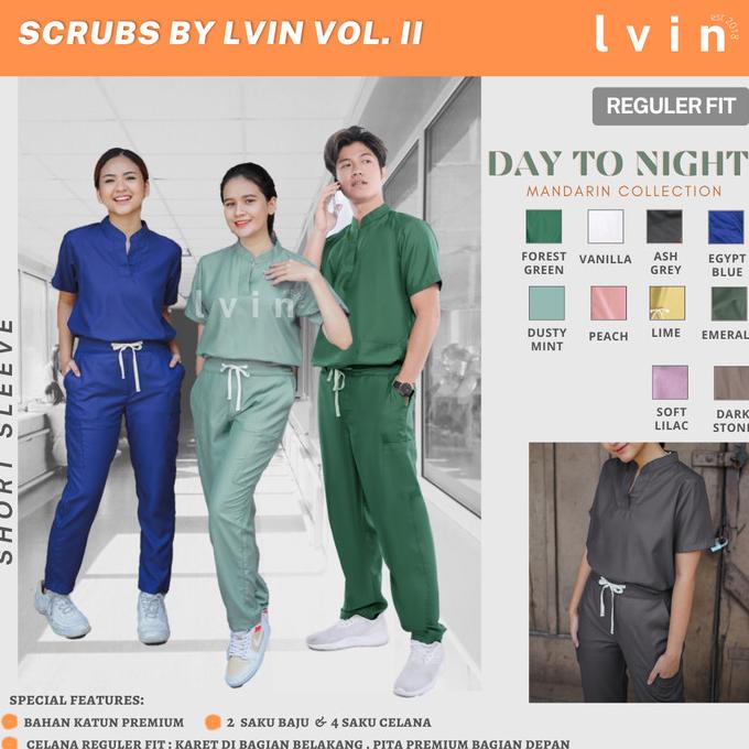 Lvin Mandarin Collar Baju OKA Reguler Fit/ Baju Jaga / Set Baju Dokter