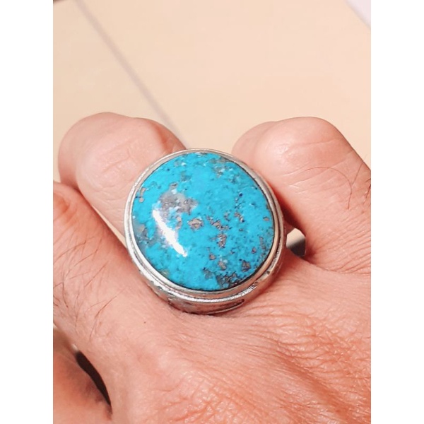 natural [PYRUZ PERSIA URAT PERAK] pirus persia emban cincin pria ring titanium emas perak