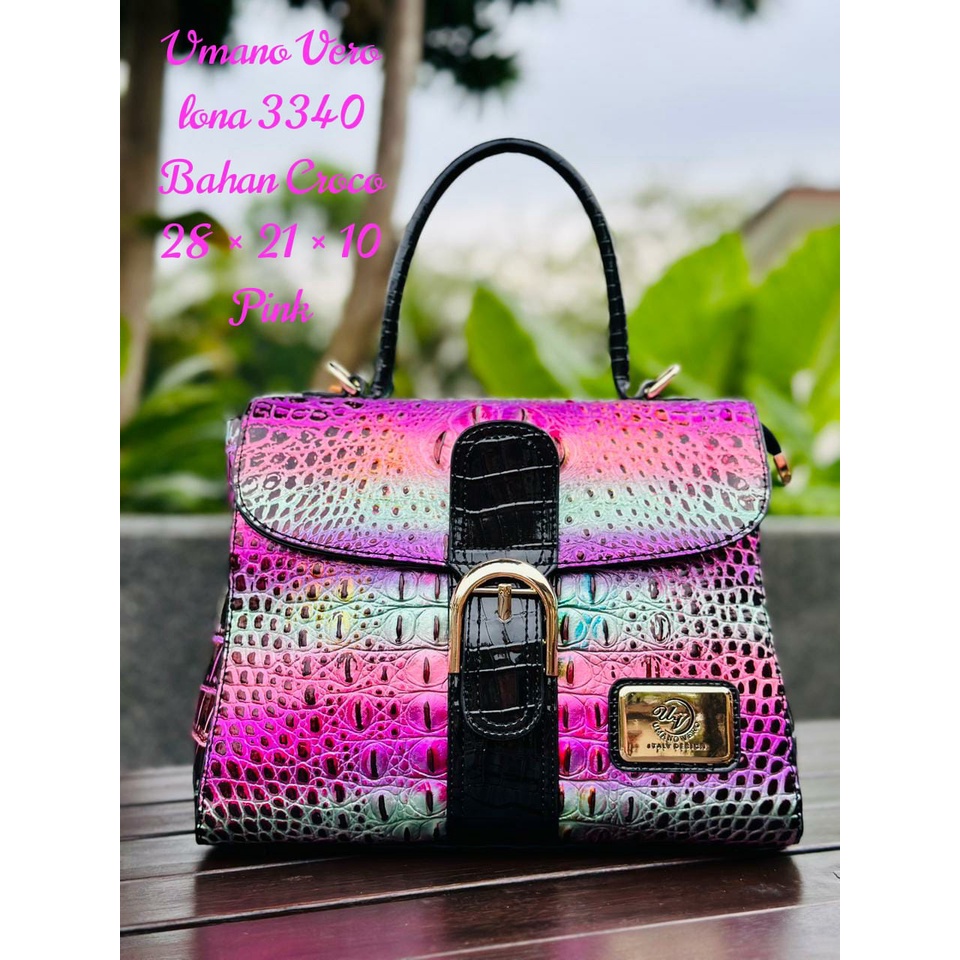 UMANO VERO 3340 CROCO LONA TAS WANITA SELAMPANG FASHION TAS WANITA