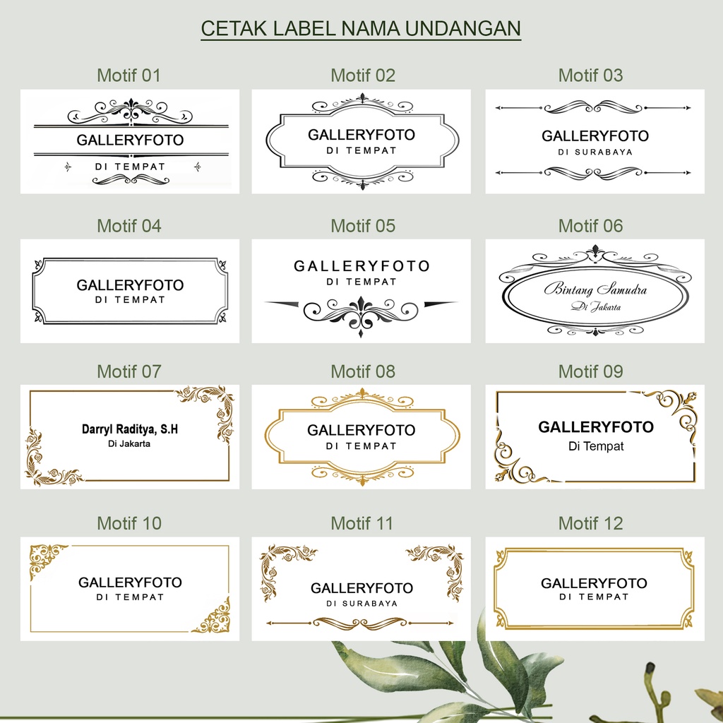 

Cetak label nama Undangan dengan motif