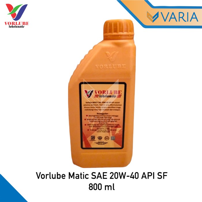 Vorlube Matic SAE 20W-40 API SF 0,8 L 800 ml Oli Motor Matic SNI