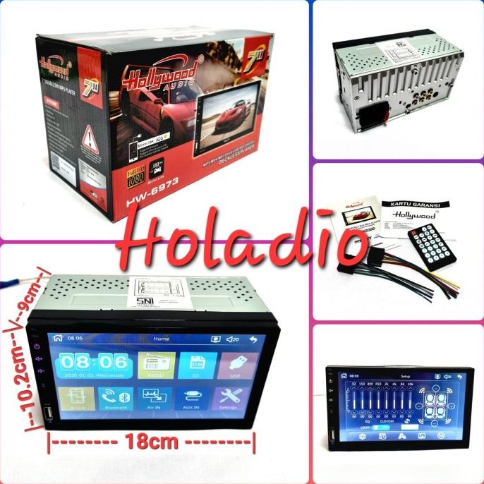 HEADUNIT DOUBLE DIN MP5 DECKLESS HOLLYWOOD HW-6973 / HW 6973 UH54O56K