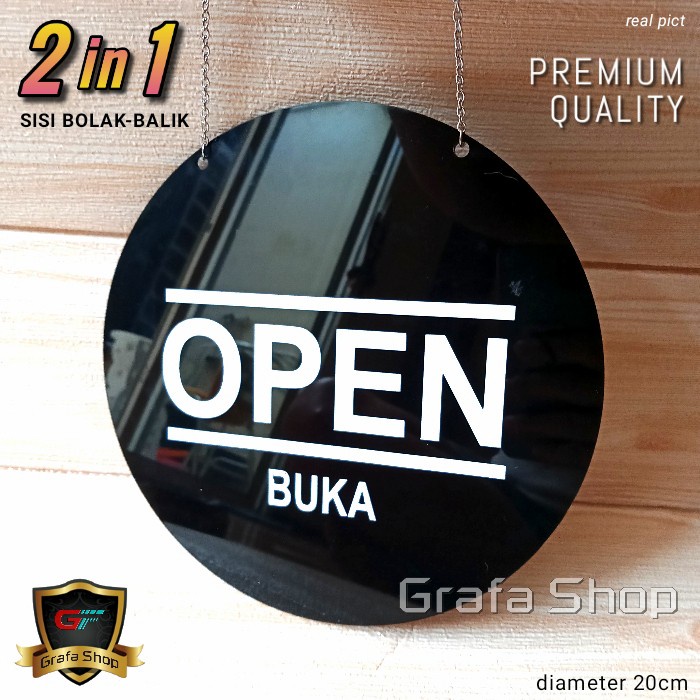 Jual Terbaru Sign Board Akrilik Tulisan Open Close Buka Tutup Bulat