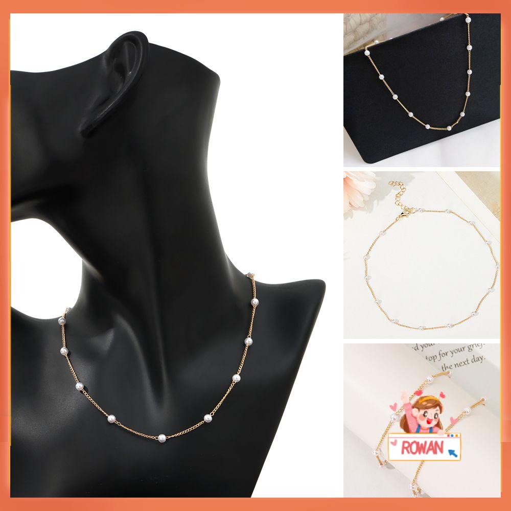 R-bunga Mutiara Kalung Wanita Fashion Perhiasan Goth Bead Choker