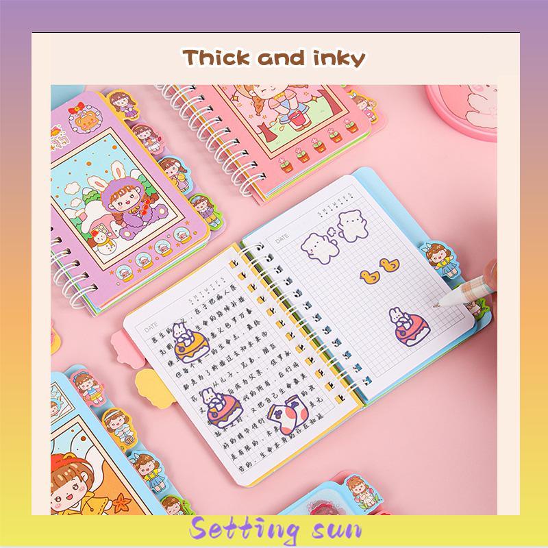 Buku Catatan Lucu Siswa Scrapbook Coil  Buku Portabel  Dengan Stiker Di Dalamnya TN