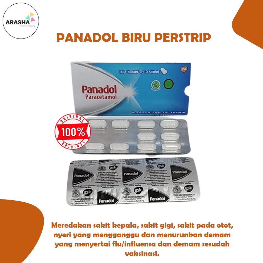 PANADOL BIRU KAPLET Obat Sakit Kepala/Sakit Gigi/Demam Perstrip (KEMASAN BARU)