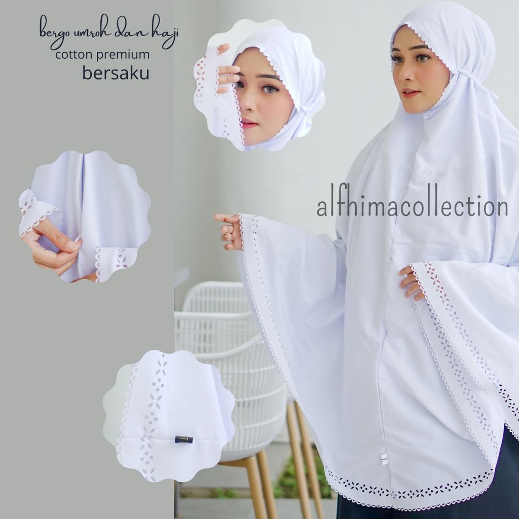 Bergo umroh dan haji GROSIR/Bergo lasercut umroh dan haji murah