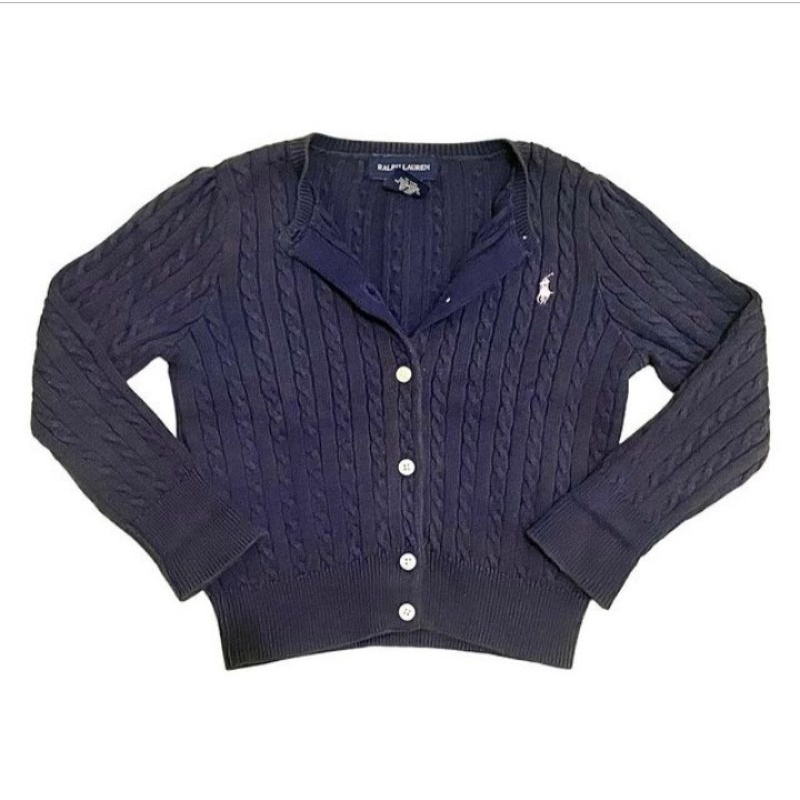 ralph lauren navy cable knit cardigan