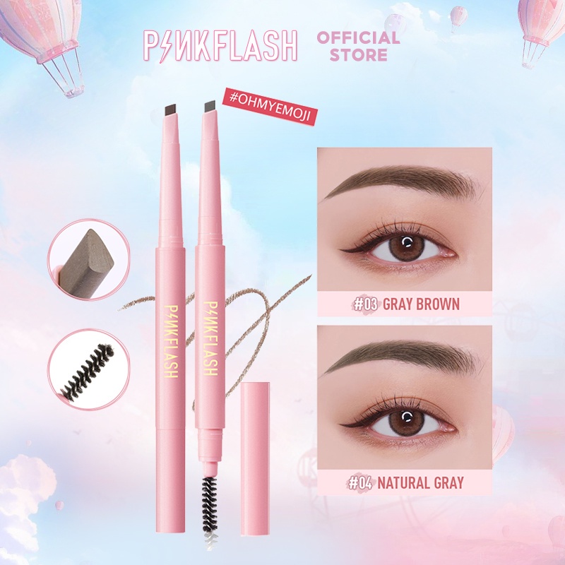 Pinkflash Pink Flash Double Head Eyebrow Pencil pensil alis matic metic putar 0.2gr