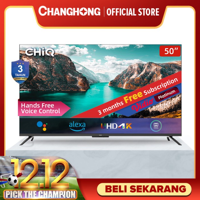 CHiQ smart tv 50 Inch 4K Hands Free Voice Control Frameless Android tv