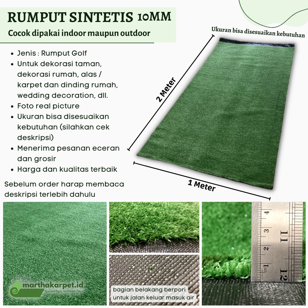 Rumput Sintetis 10mm Ukuran 2m x 10m , karpet rumput, rumput palsu, karpet, palsu, dekorasi rumah