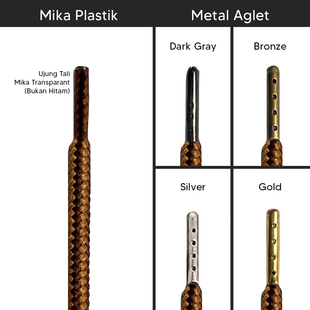 Tali Sepatu Bulat Corak 100cm 5mm untuk Sepatu Boots (Non-Waxed)