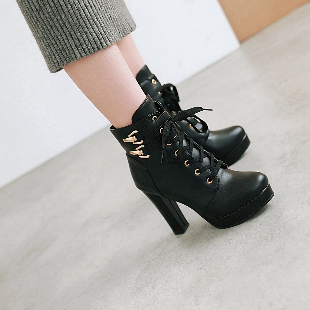 ✅PINKEY P118 NEW!! Fashion Women Boots Shoes PU Leather Breathable Chunky High