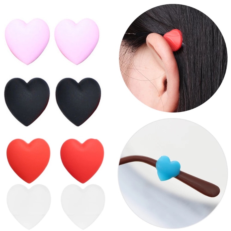 5pasang/set Untuk Penahan Kacamata Cinta Bentuk Hati Ear Grip Hooks Eyeglasses Holder Tali Kacamata Mini Silikon Anti-Slip Cover Holder Frame Kacamata Kaki Aksesoris