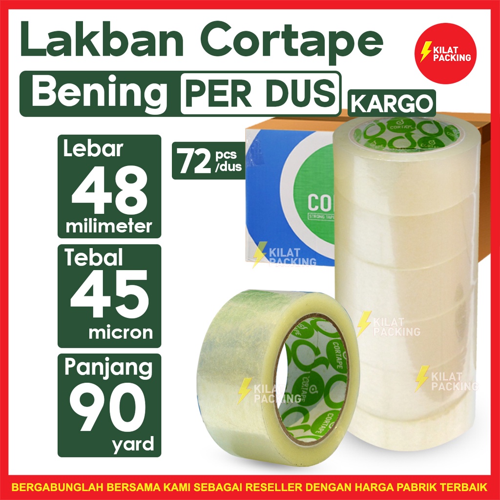 

Lakban Cortape Bening 48 mm x 90 yard Dus