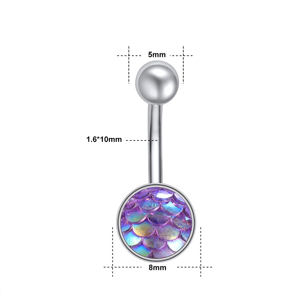 1set Cincin Perut Stainless Steel Set Tindik Pusar Akrilik 14g Belly Button Rings Multicolor Navel Rings Jewelry