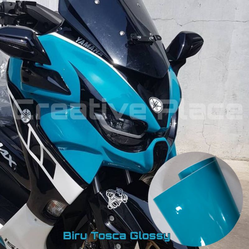 sticker skotlet motor warna biru toska glossy premium  scotlite motor biru toska glossy
