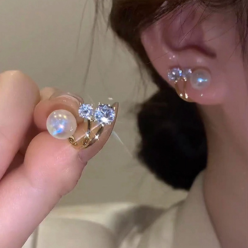 Wanita Mewah925Perhiasan Anting Mutiara Jarum Perak Untuk Wanita Dual Purpose Earrings Girl's Birthday Gift
