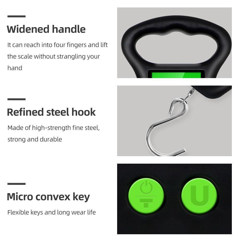 【 ELEGANT 】 Timbangan Koper Digital Mini Portable Backlight Fish Hook Hanging Scale