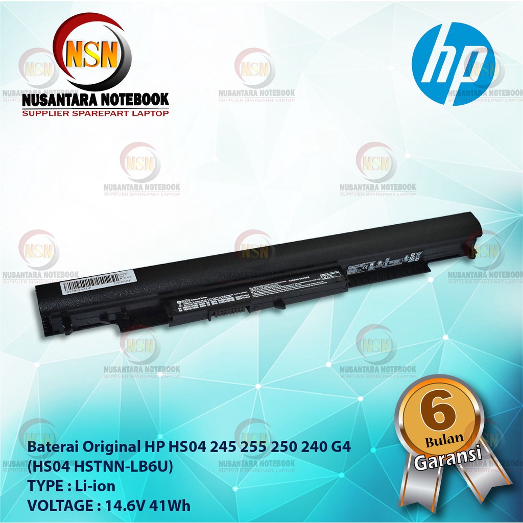 Baterai Original Laptop HP HS04 245 255 250 240 G4 HS04 HSTNN-LB6U 14.6V 41Wh