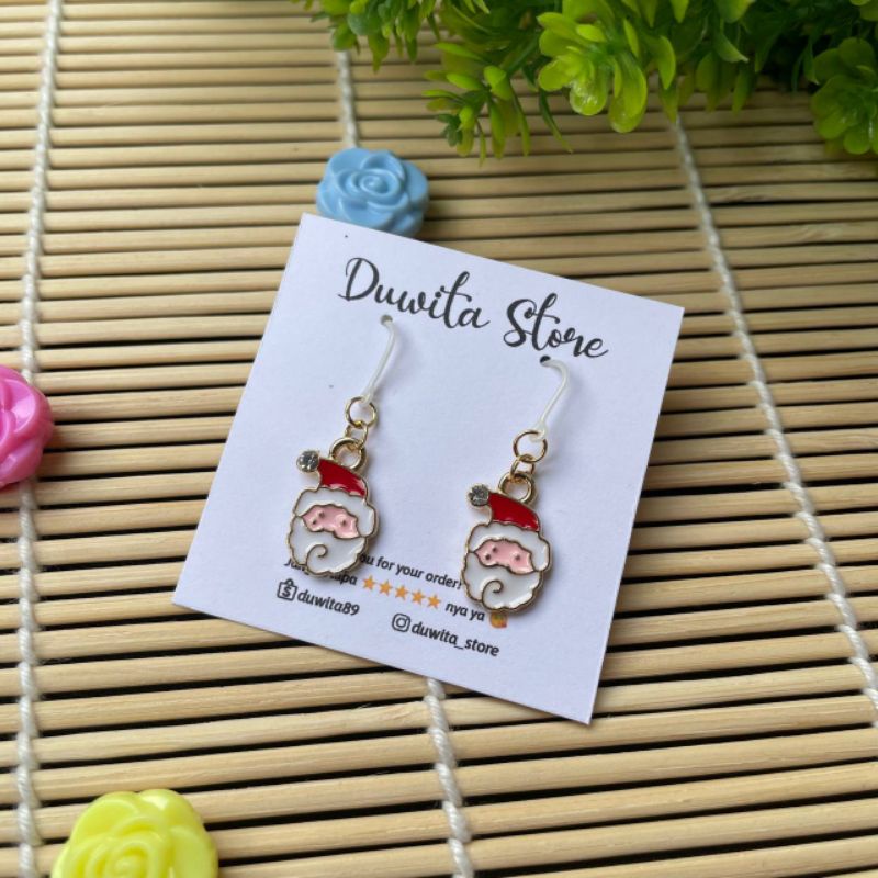 HANDMADE ANTING ANAK/DEWASA KAIT PLASTIK MOTIF SANTA CLAUS-2 (Alloy)