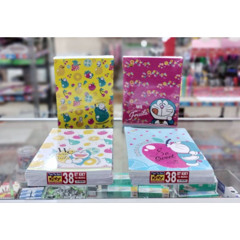 Buku Tulis Kiky isi 38 Lembar Ukuran Kwarto/Pendek (Per 1 Pack) Tema Doraemon