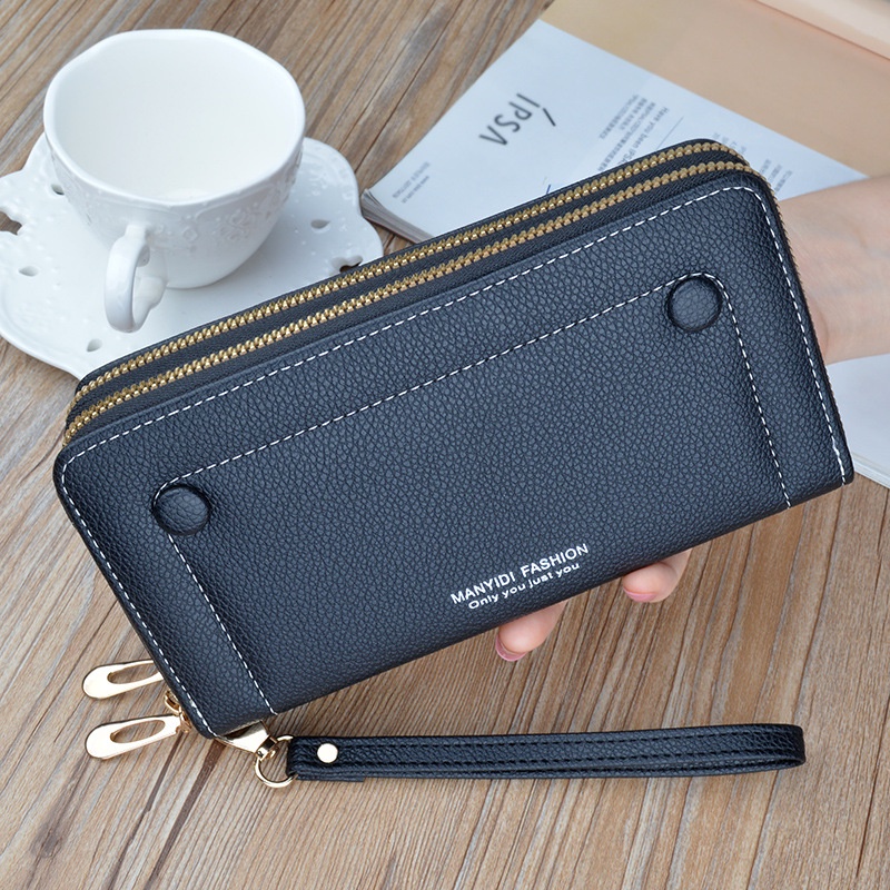 DOMPET PANJANG WANITA 2 RESLETING MUAT HP KULIT HITAM NICELA PREMIUM WA626B5 KOREA IMPORT REMAJA SLOT KARTU KOIN BRANDED KEKINIAN TALI PENDEK SIMPLE CEWEK MURAH FASHION BATAM