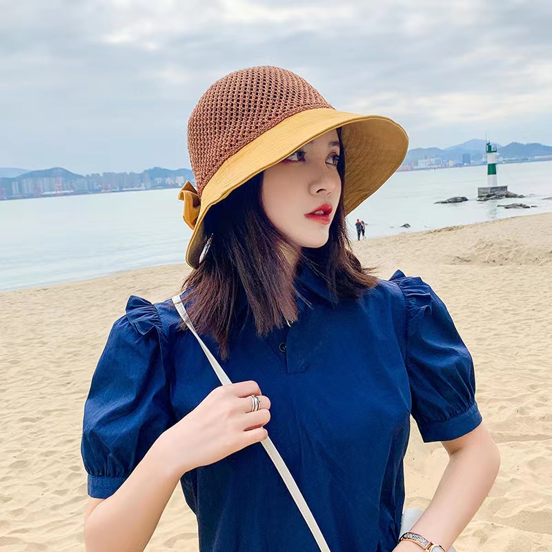 Topi Pantai Matahari Rajut Wanita Premium Model Korea Terbaru - Topi Rajut Musim Panas