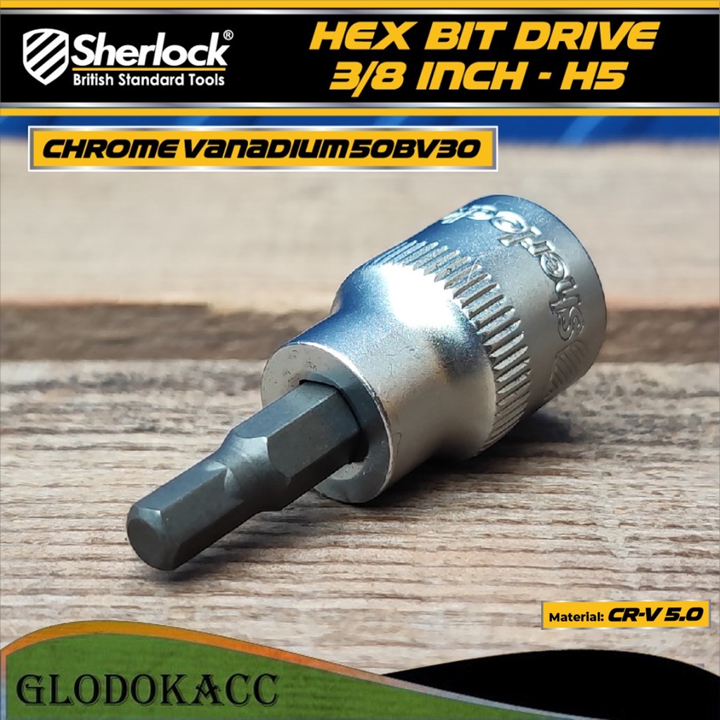 Mata Kunci Sok Socket Drive 3/8 &quot; inch Sherlock Hex Bit Shock L 5 mm