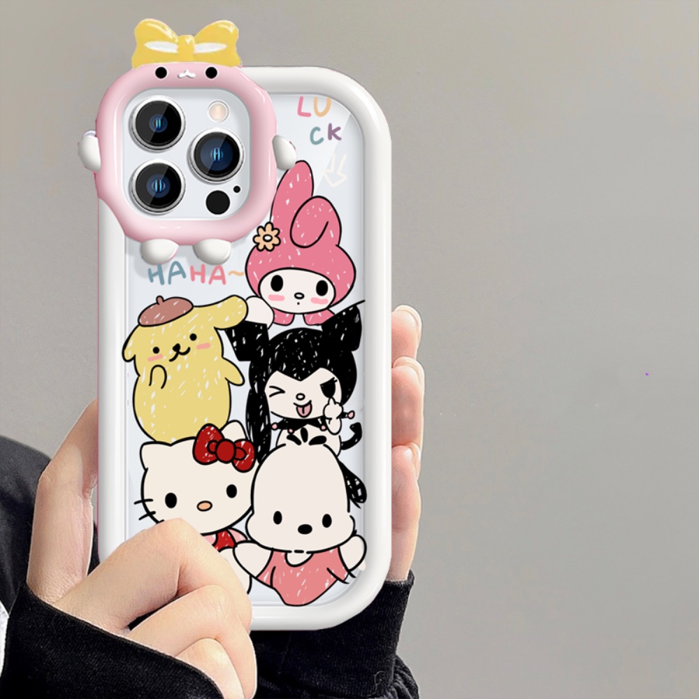 Oppo A17 A17K A77s A57 4G A15 A95 A96 A12 A54 A16 A57 A55 A16K A5s A3s A76 A74 A16E A7 A53 A52 A31 A5 A9 Reno 7 5F Lensa Monster Cute Graffiti Kuromi Melody Case Soft Clear Case RIX