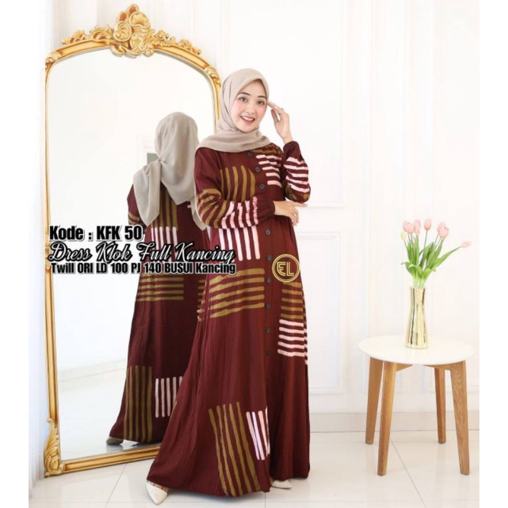 gamis twill ori klok full kancing ori elzhaf