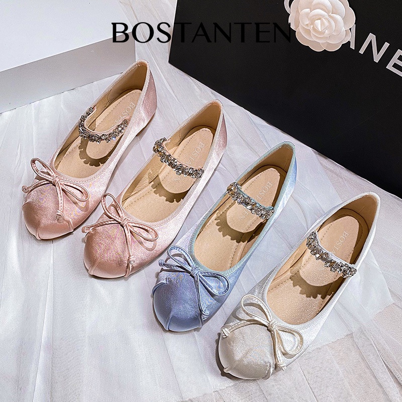 BOSTANTEN Sepatu Wanita Flatshoes Pansus Pesta Pernikahan Korea style