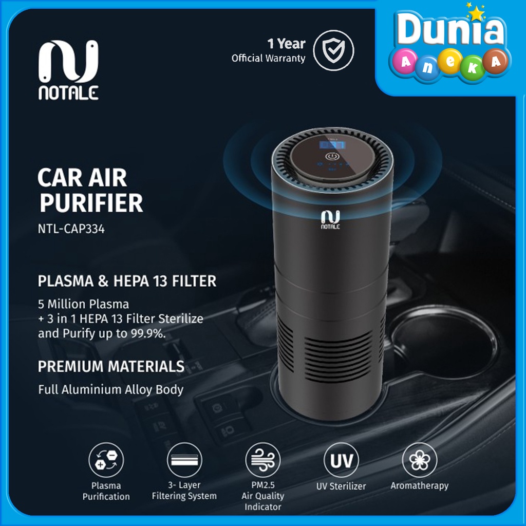 NOTALE AIR PURIFIER PORTABLE CAR UVC PLASMA HEPA 13 FILTER WITH PM 2.5