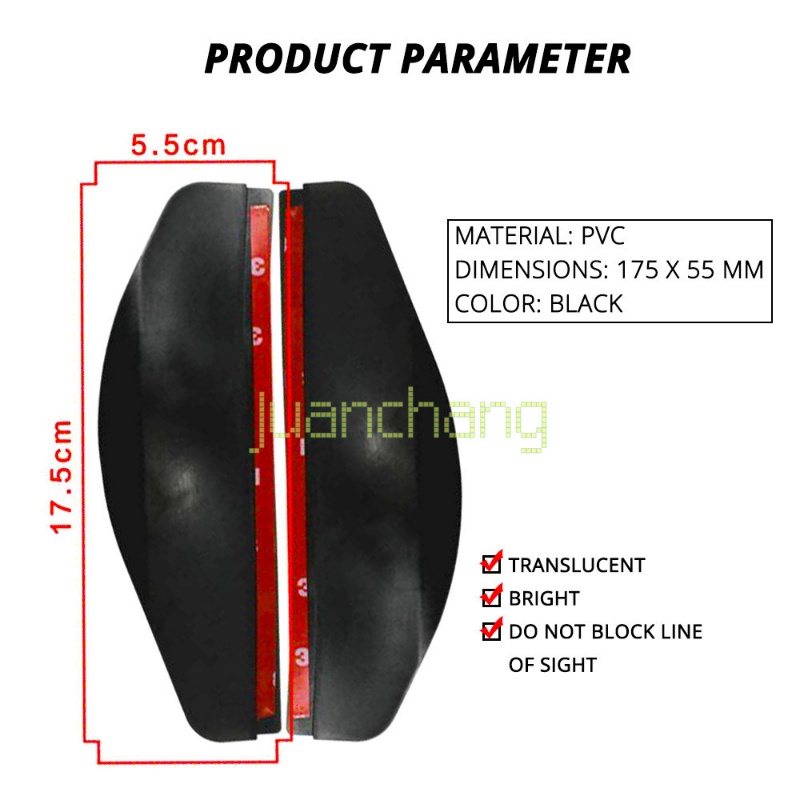 2pcs Baru Universal Fleksibel PVC Kaca Spion Hujan Alis PVC Auto Mirror Rain Shield Shade Cover Pelindung Shade Rainproof Blades Mobil Back Mirror Penutup Hujan Alis Aksesoris Mobil
