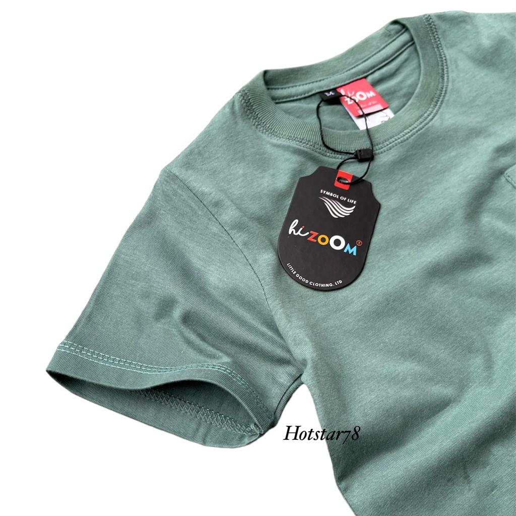hizoOM Baju Kaos Oblong Polos Anak cowok / cewek Usia 1-12 Tahun Bahan Katun Warna Mineral Green