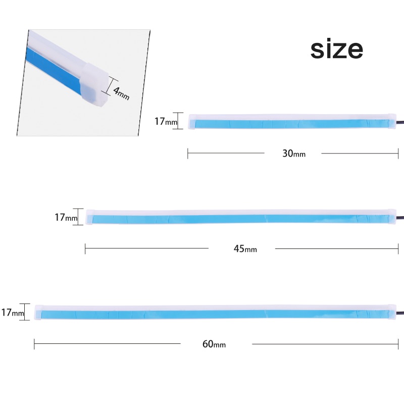 lampu Alis LED slim alis DRL fleksibel waterproof 12v 60cm 45cm 30cm 2 mode running motor mobil