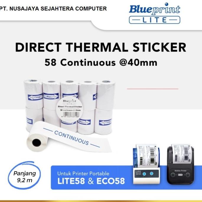 

KERTAS THERMAL STICKER LABEL BLUEPRINT 58 MM CONTINUOUS @40MM - 1 ROLL