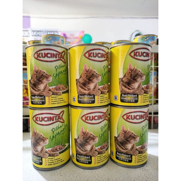 EXPEDISI ( 24 Kaleng / 1 Dus ) Makanan Kucing Kucinta Kaleng Chunky Pilchards 400G