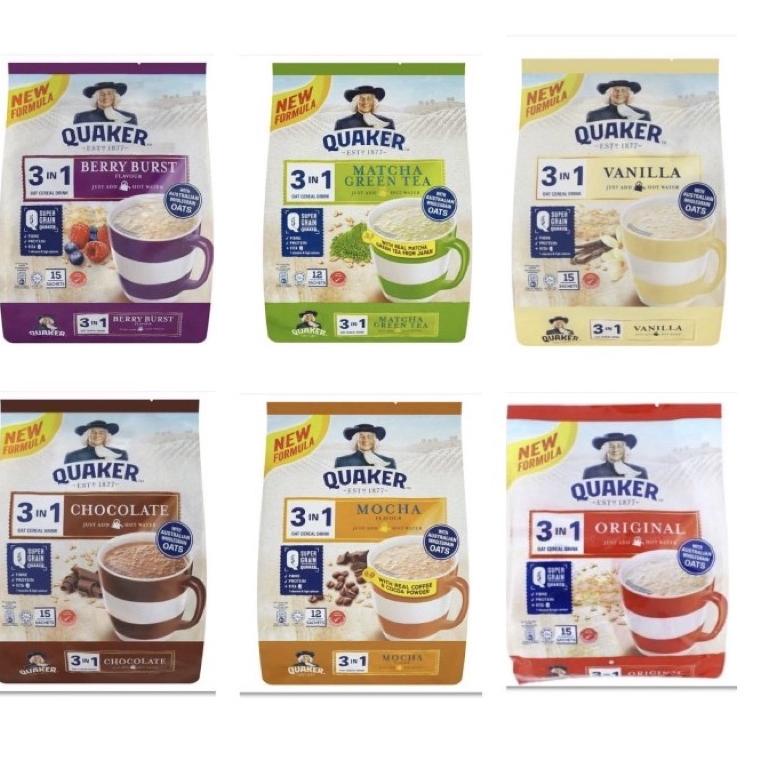 

Code-L41L☎| Quaker 3 in 1 Oat Cereal drink Matcha / Berry Burst / Chocolate ecer pasti dikirim