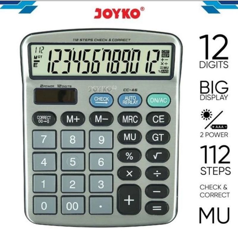 Kalkulator Meja JOYKO CC 46 -Calculator Check Correct 12Digit Big Display CC46