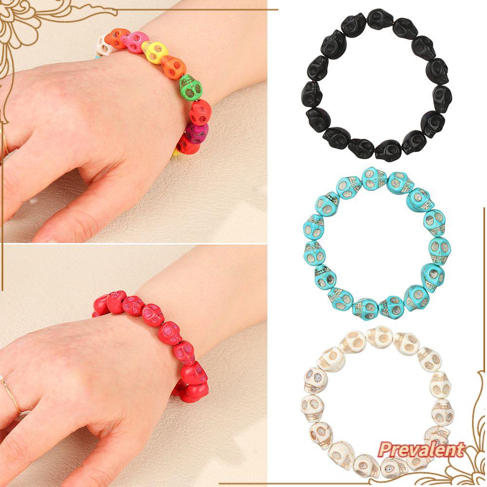 Preva Skull Stone Bangle Punk Gelang Couple Gothic Warna-Warni