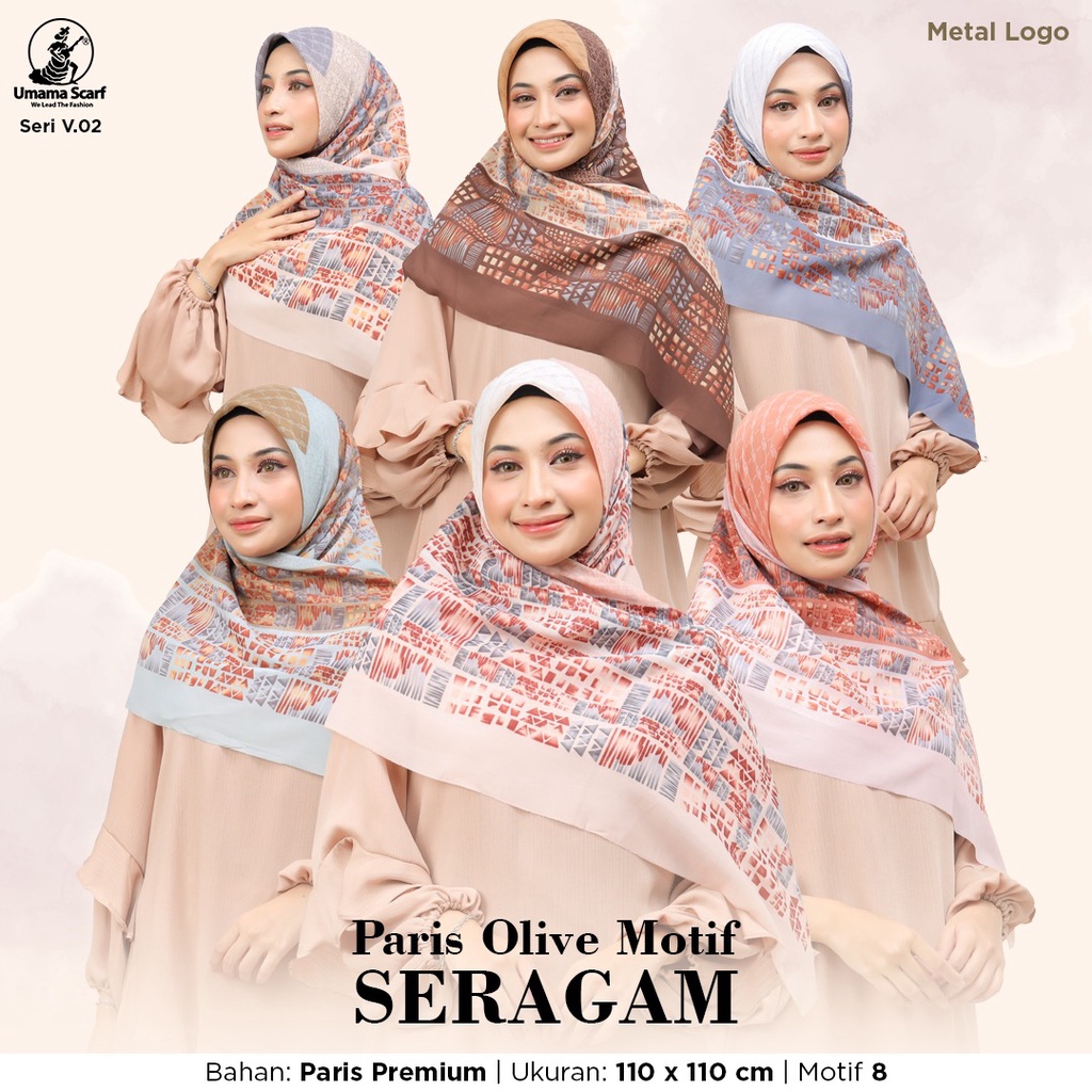 Kerudung PARIS OLIVE MOTIF Standar Umama Scarf Part 2