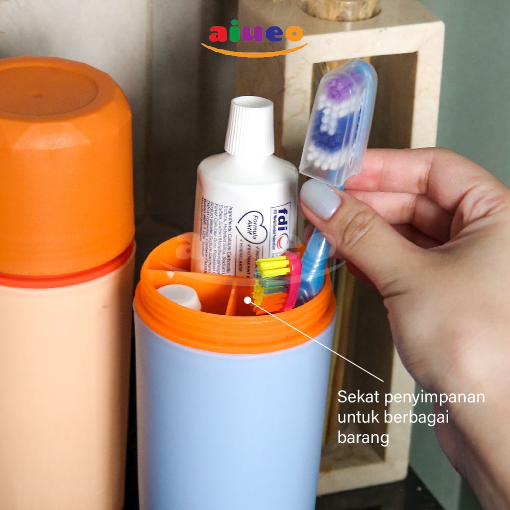 AIUEO | Kotak Sikat Gigi Travel Portable Plastik Tempat Odol Sikat Gigi Besar