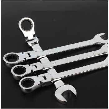 Kunci Ring Pas Kombinasi Ratchet Model Fleksibel / Kunci Pas 8 10 19 12 14 13 17 mm / Kunci Ring Pas Bolak Balik / Kunci Pas Dual Head Combination Ratchet Wrench Flexible Head / Kunci Ring Pas Tekiro Satuan Multifungsi Bahan Kuat Anti Karat Berkualitas